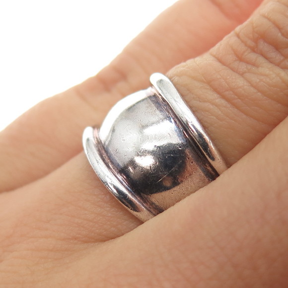 SIDNEY EVAN 925 Sterling Silver Vintage Modernist Oxidized Ring Size 7 - Picture 2 of 8